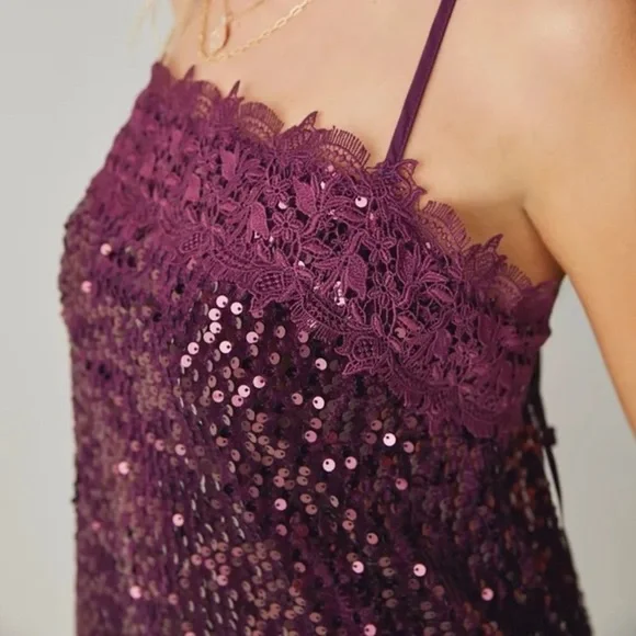Free People Burgundy Sequin Mini Dress - Picture 8 of 12